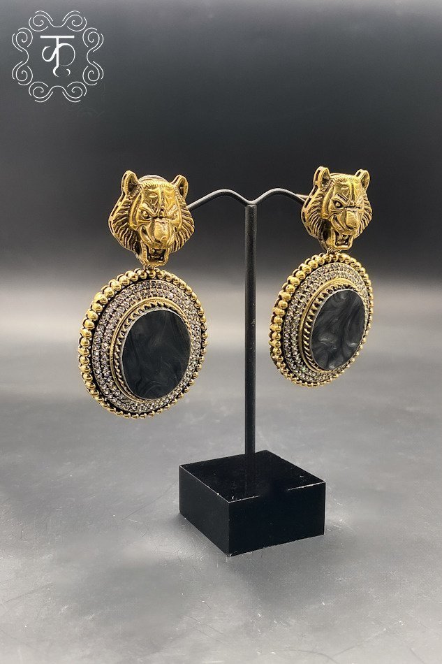 Gold Silver with AD Earrings - Image 3