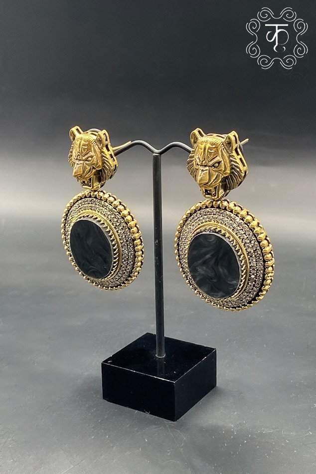 Gold Silver with AD Earrings - Image 5