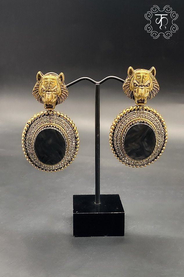Gold Silver with AD Earrings - Image 4