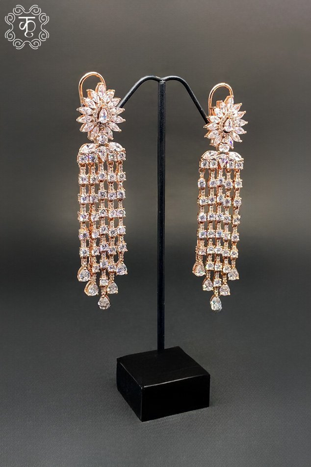 Gold AD Stones Earrings - Image 2