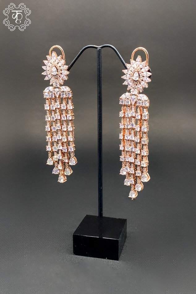 Gold AD Stones Earrings - Image 3